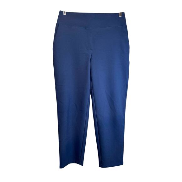 Nine West Straight Ankle Pull On Pants Blue Small Business Career Classic Preppy - Picture 1 of 9